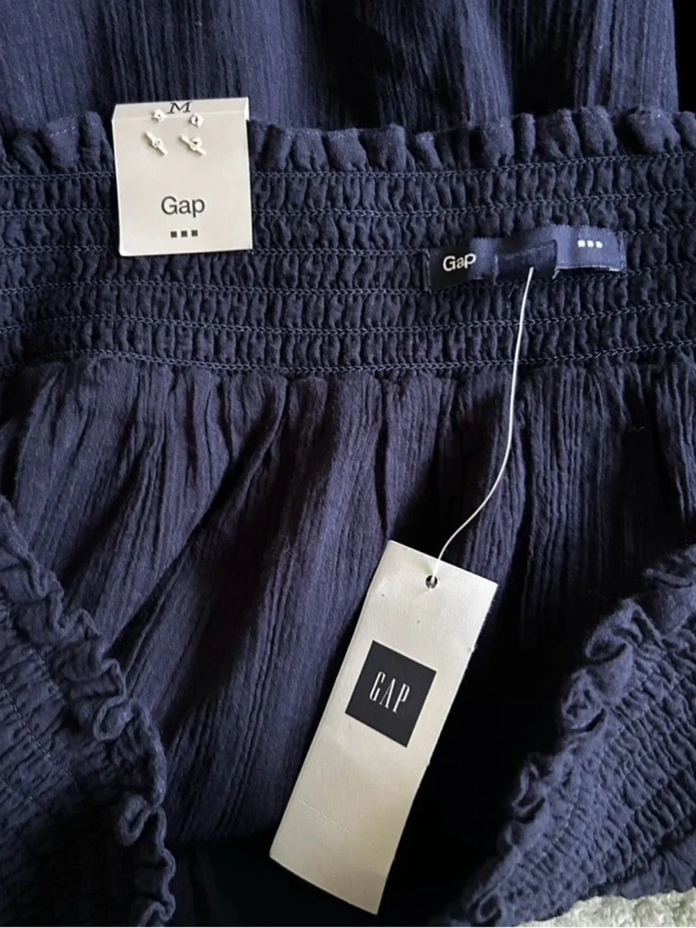 NWT GAP Navy Blue Smocked Waist Flowy Mini Skirt - Picture 2 of 5
